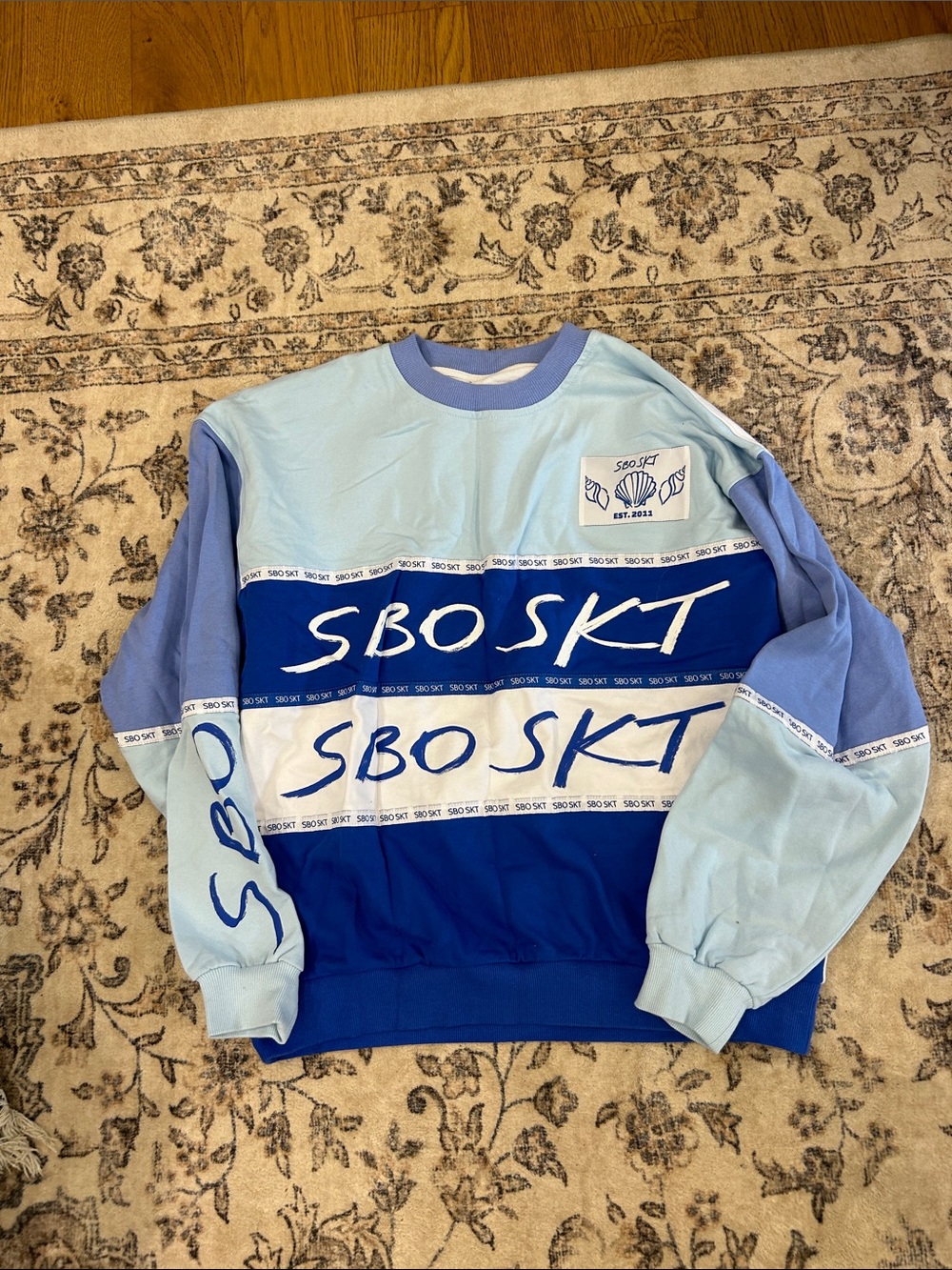 NWT! SABO sweater SBO SKT Colorblock Logo Crewneck Sweater - Blue